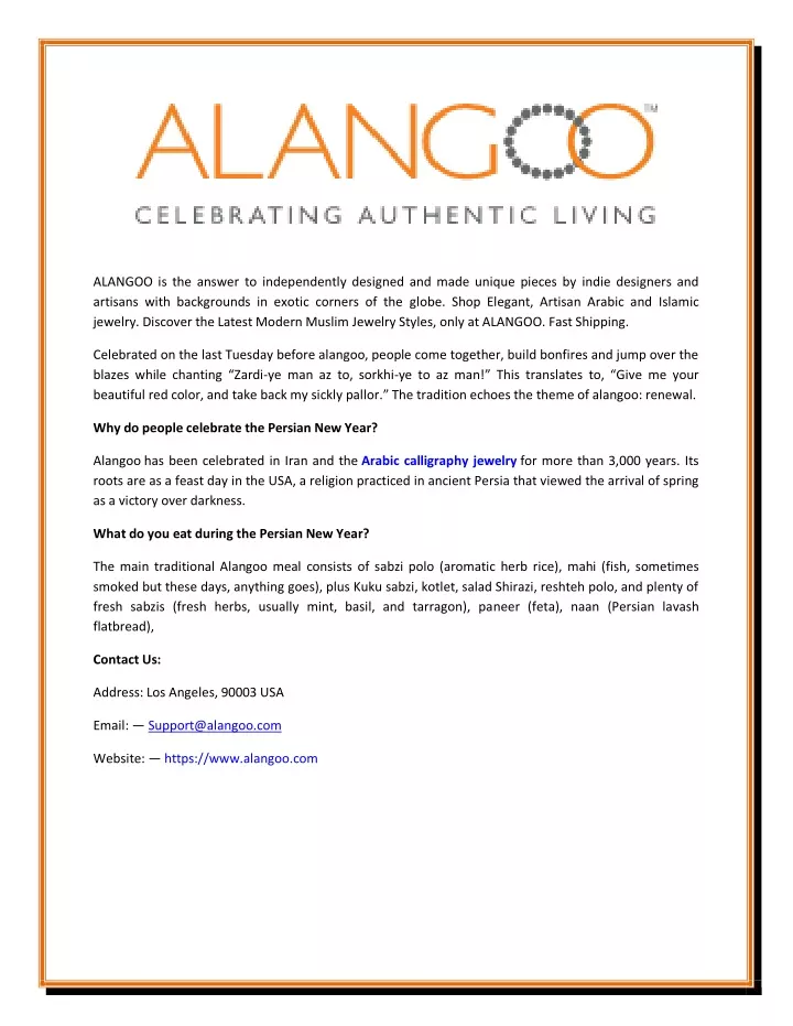 alangoo is the answer to independently designed