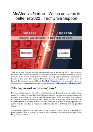 mcafee vs norton which antivirus is better