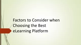 Factors to Consider when Choosing the Best