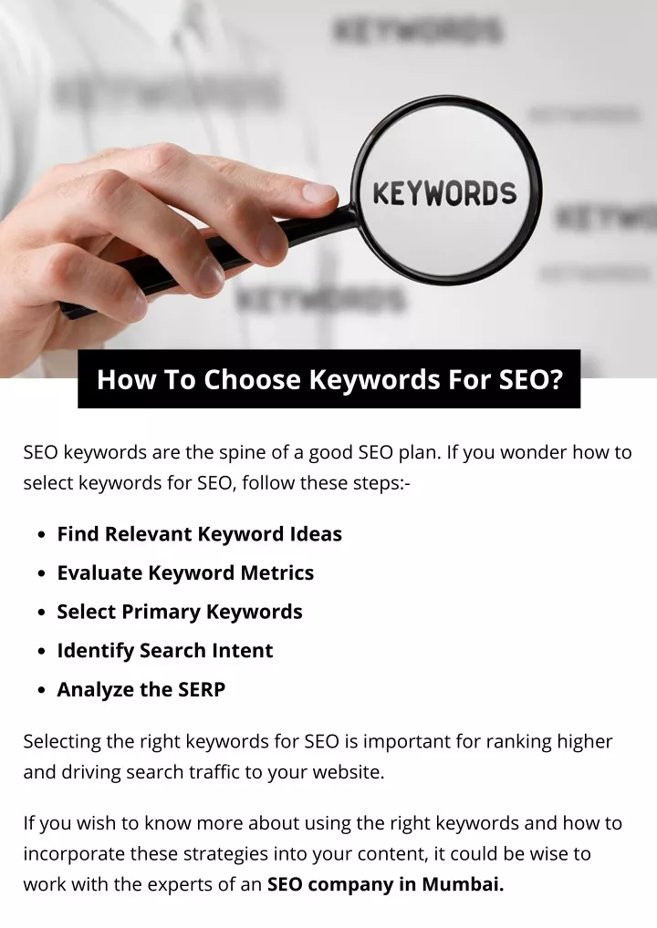 how to choose keywords for seo
