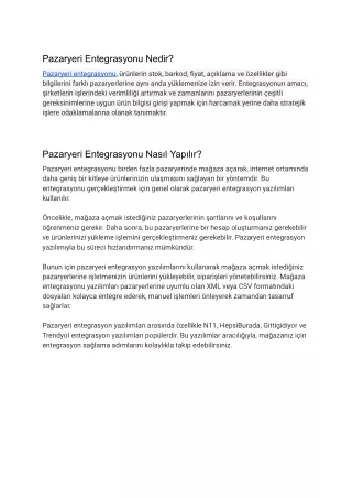 pazaryeri entegrasyonu nedir