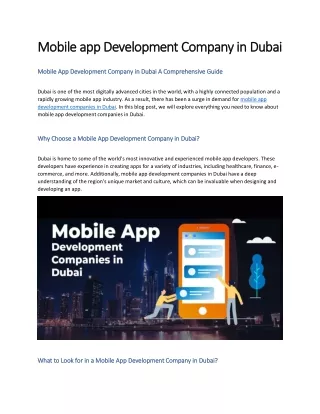 Mobile app Development Company in Dubai