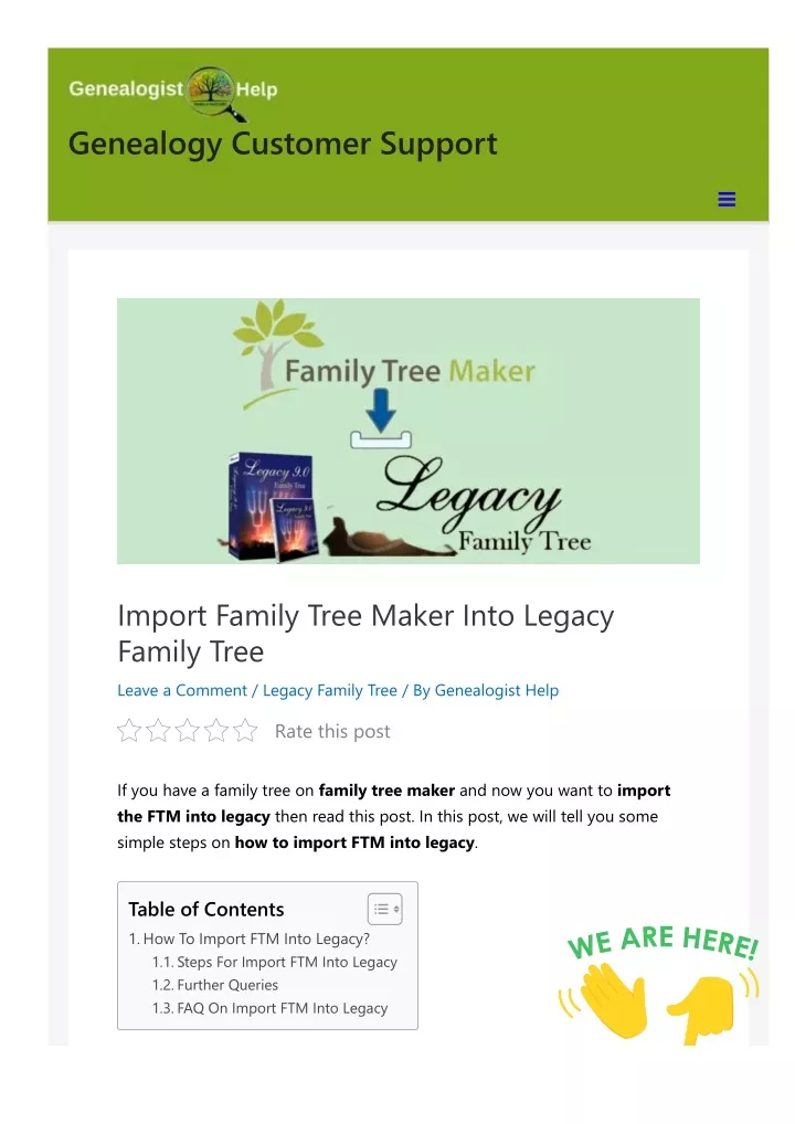 genealogy customer support