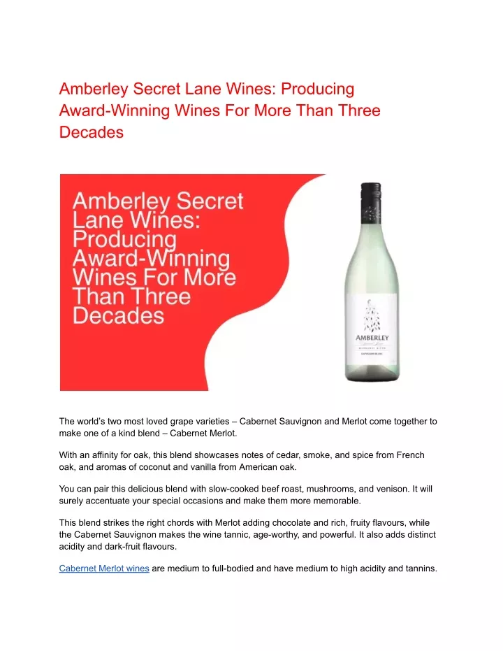 amberley secret lane wines producing award