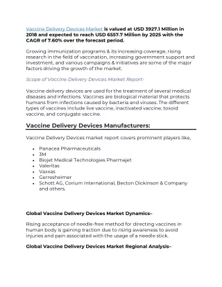 vaccine delivery devices market is valued
