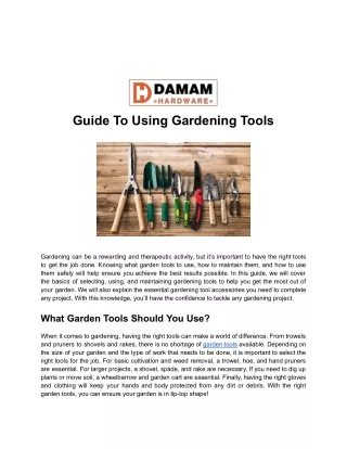 Guide To Using Gardening Tools