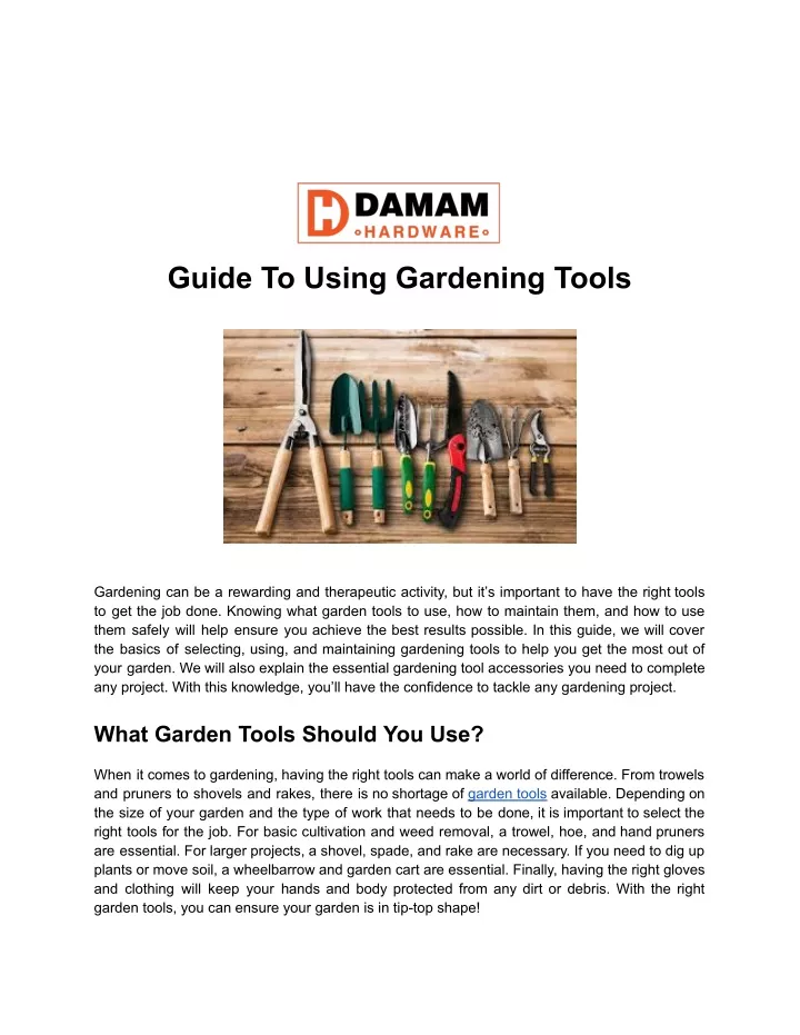 guide to using gardening tools