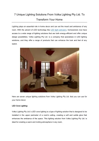 7 Unique Lighting Solutions From Volka Lighting Pty Ltd. To Transform Your Home