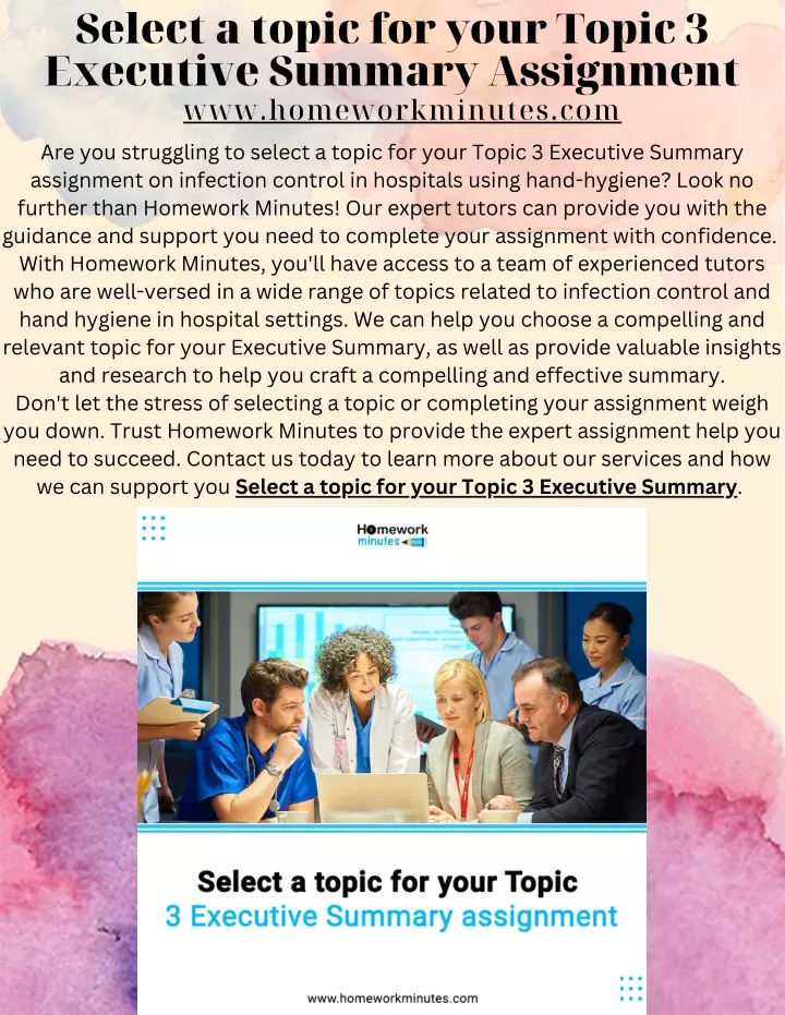 select a topic for your topic 3 executive summary