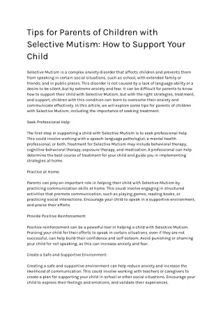 Tips for Parents of Children with Selective Mutism_ How to Support Your Child