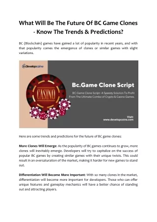What Will Be The Future Of BC Game Clones - Know The Trends & Predictions
