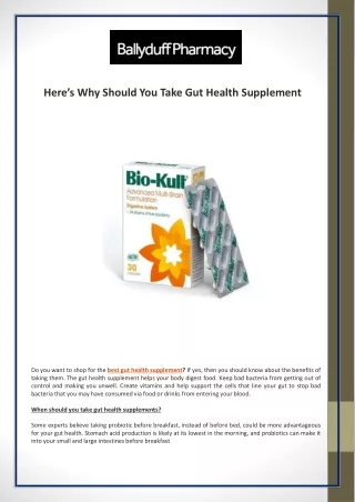 Here’s Why Should You Take Gut Health Supplement