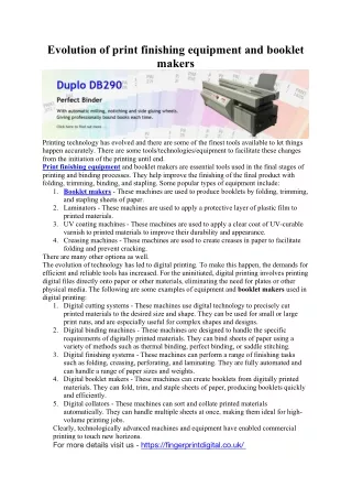 evolution of print finishing equipment