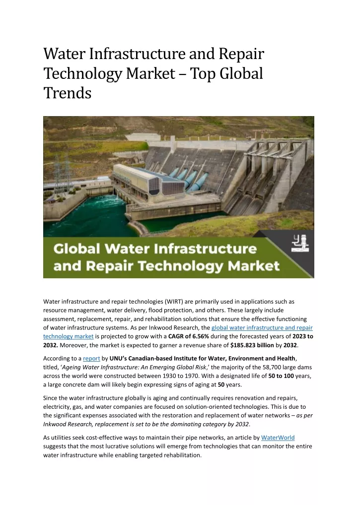 water infrastructure and repair technology market