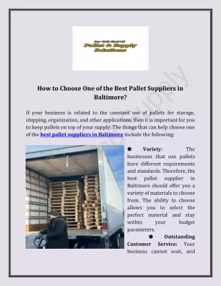 Choose One of the Best Pallet Suppliers in Baltimore - Pallet and Supply