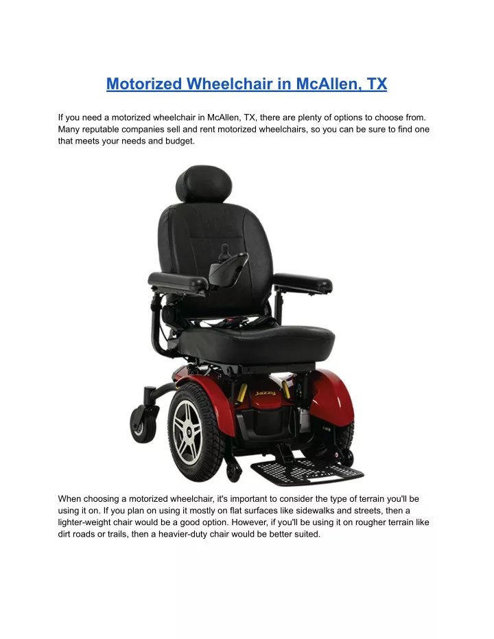 motorized wheelchair in mcallen tx