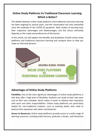 online study platforms vs traditional classroom
