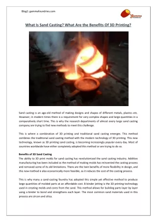 What Is Sand Casting? What Are the Benefits Of 3D Printing?