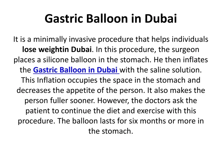 gastric balloon in dubai