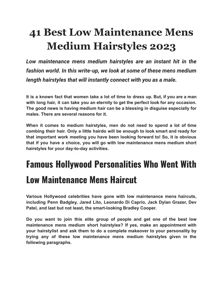 41 best low maintenance mens medium hairstyles