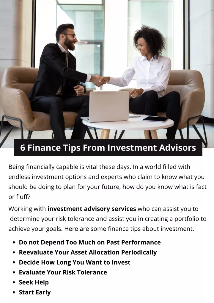 6 finance tips from investment advisors