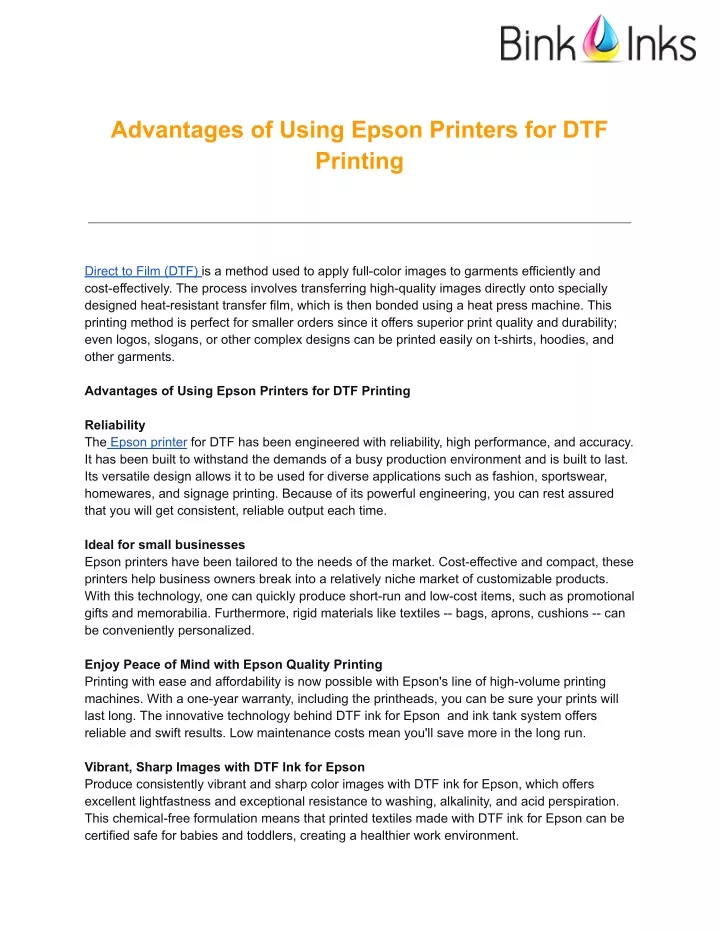 advantages of using epson printers