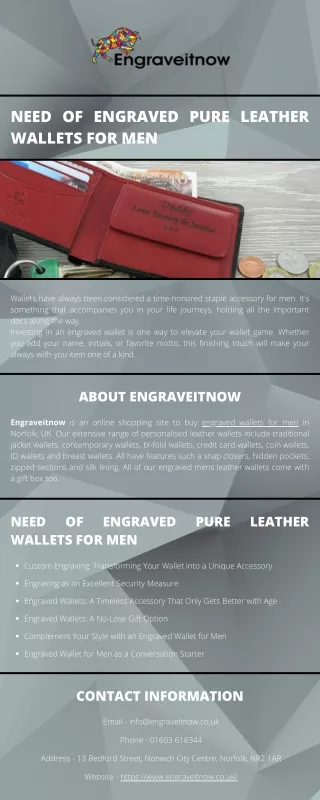 need of engraved pure leather wallets for men