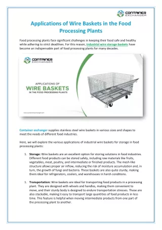 applications of wire baskets in the food