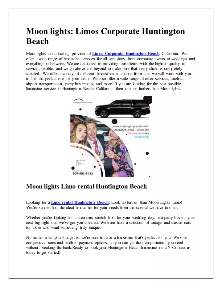 moon lights limos corporate huntington beach