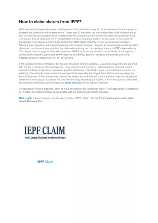 How to claim shares from IEPF