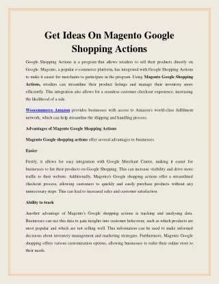 Get Ideas On Magento Google Shopping Actions