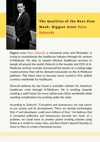 The Dynamic Qualities of Enzo Zelocchi That Echo Those of Elon Musk.