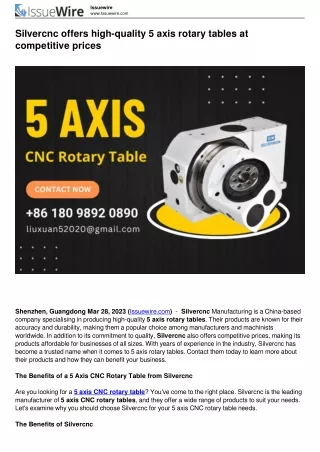 Silvercnc offers high-quality 5 axis rotary tables at competitive prices