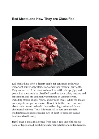 Red Meats and How They are Classified