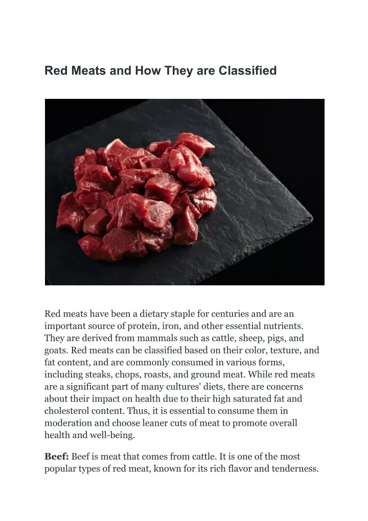 red meats and how they are classified