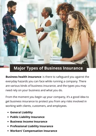 Major Types of Business Insurance