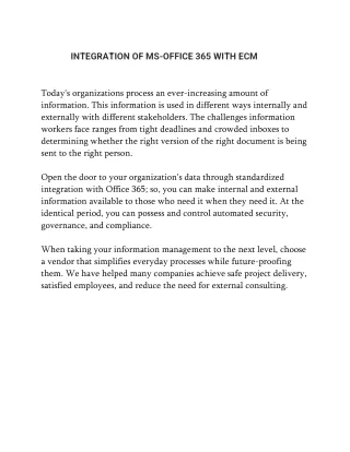 integration of ms office 365 with ecm