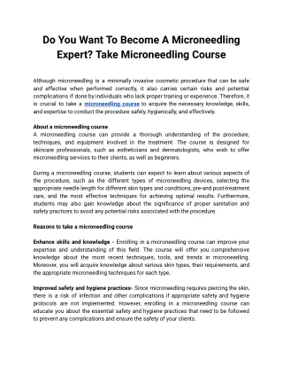 Do You Want To Become A Microneedling Expert_ Take Microneedling Course