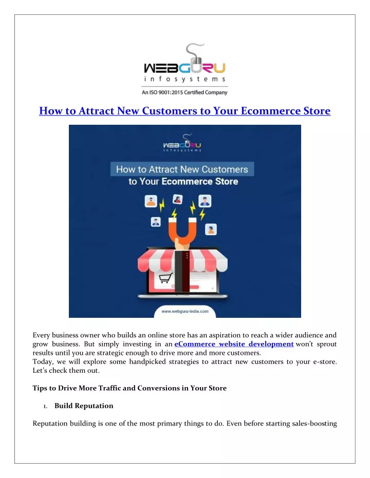 how to attract new customers to your ecommerce