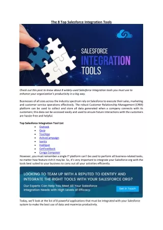 The 8 Top Salesforce Integration Tools