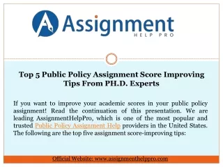 Top 5 Public Policy Assignment Score Improving Tips From PH.D. Experts