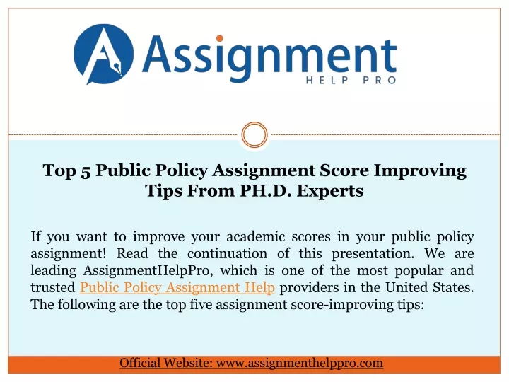 top 5 public policy assignment score improving