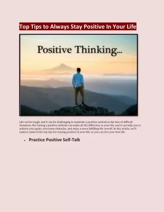 Top Tips to Always Stay Positive In Your Life
