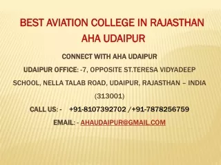 Best Aviation College In Rajasthan