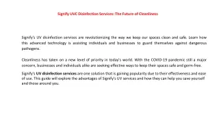Signify UVC Disinfection Services The Future of Cleanliness
