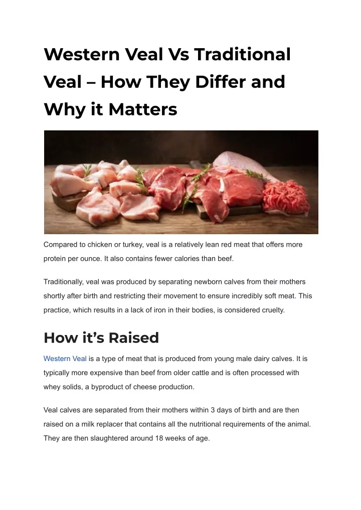 western veal vs traditional veal how they differ