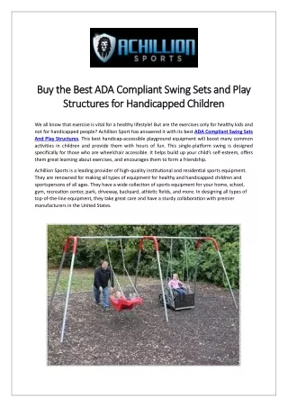 Ada Compliant Swing Sets and Play Structures