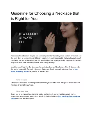 guideline for choosing a necklace that is right