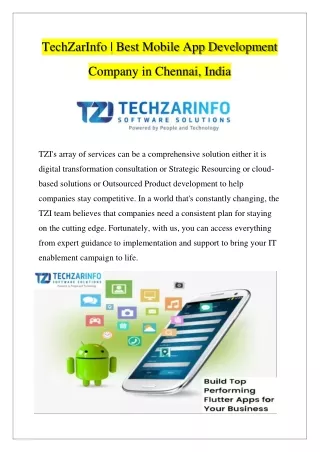 TechZarInfo | Best Mobile App Development Company in Chennai, India