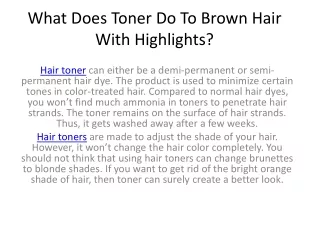 What Does Toner Do To Brown Hair With